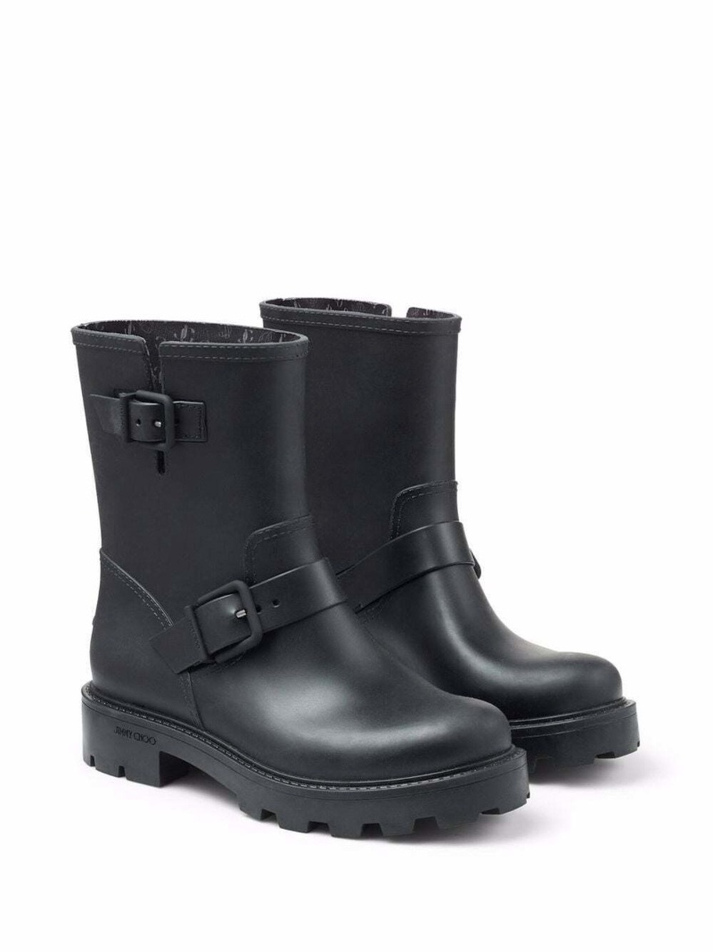Jimmy Choo Black Yael Flat Rain Boots - Picture 2 of 10